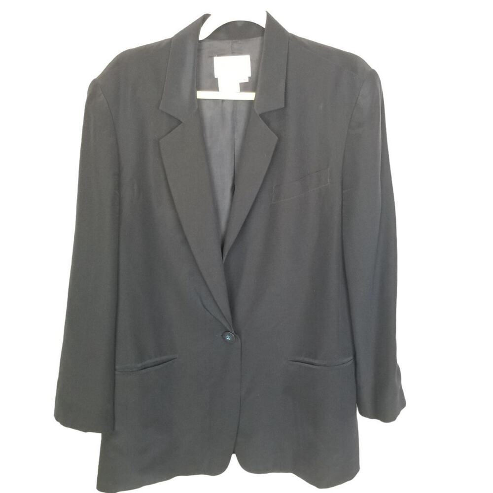 Vintage Hugo Buscati Womens Silk Blazer 10 Classic Designer Formal Career Corp